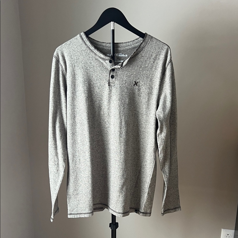 Hurley Long Sleeve Henley Shirt Gray Men’s Large Buckle Exclusive - Size Med